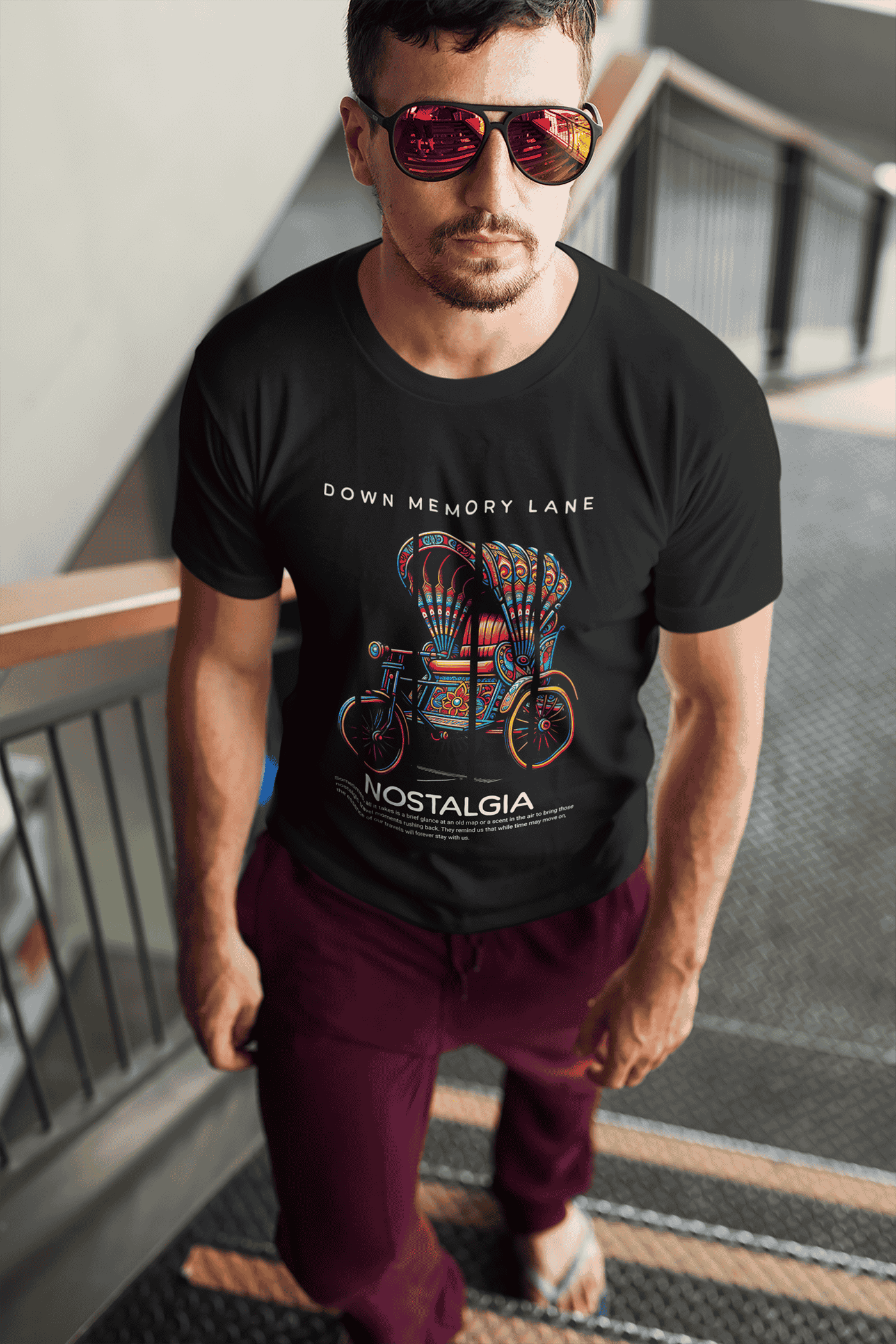 Male Nostalgic Rickshaw T-Shirt